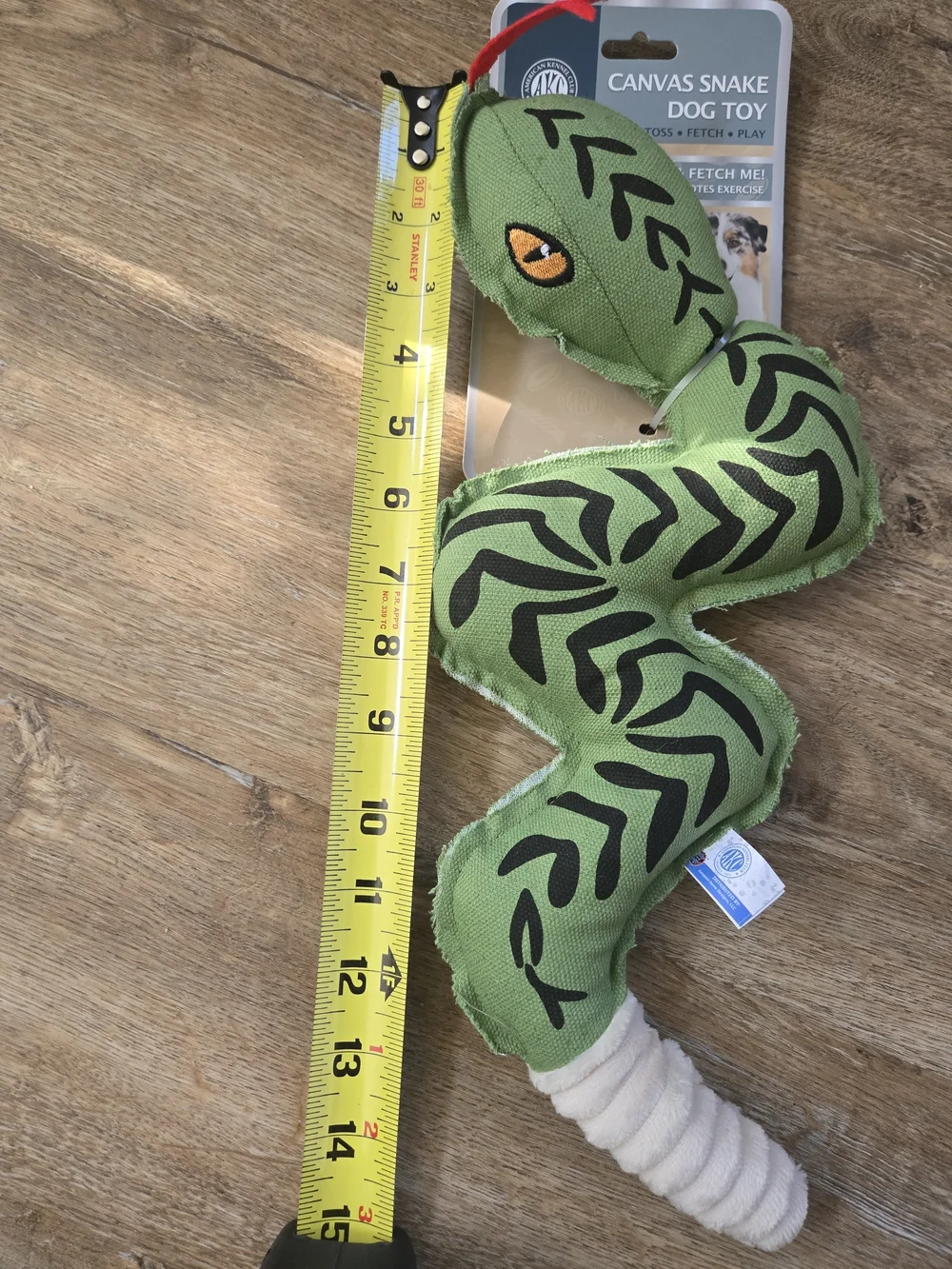 AKC Green Canvas Snake Dog Toy